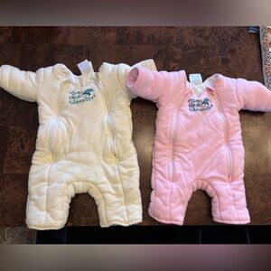 SleepSuit Padded Baby Romper - Pink and White
